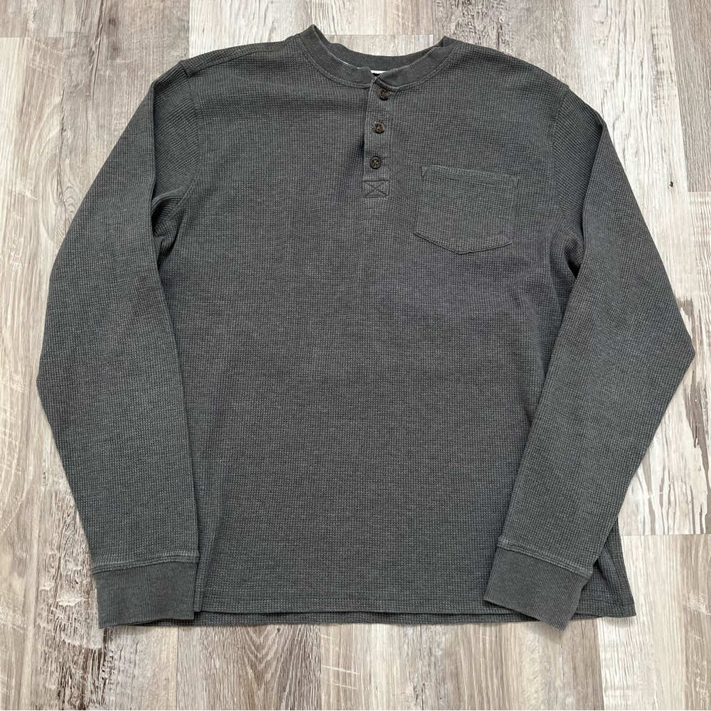 Members Mark Thermal Henley Waffleknit Men’s XL Gray